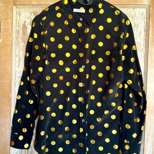 Equipment Gun Metal Grey Silk long sleeve button up signature blouse